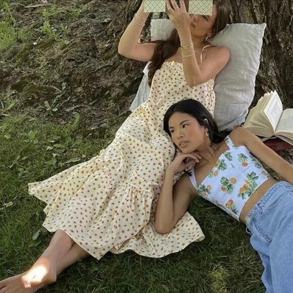 WeWoreWhat Daisy Print Floral Smocked Midi Dress NWT sz XL - Picture 2 of 8